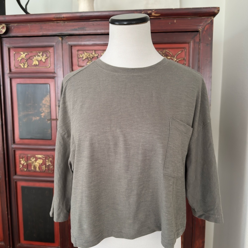 Zara Charcoal Gray Cropped Tee